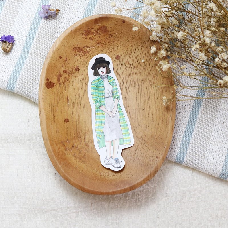 妃炫少女 全身 贴纸 - 格子长衬衫 - 贴纸 - 纸 