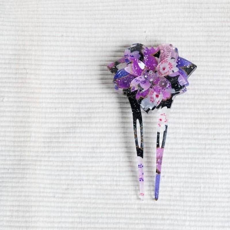 【MITHX】樱柔,双樱花,扇形发插,发簪-紫 - 发饰 - 塑料 紫色