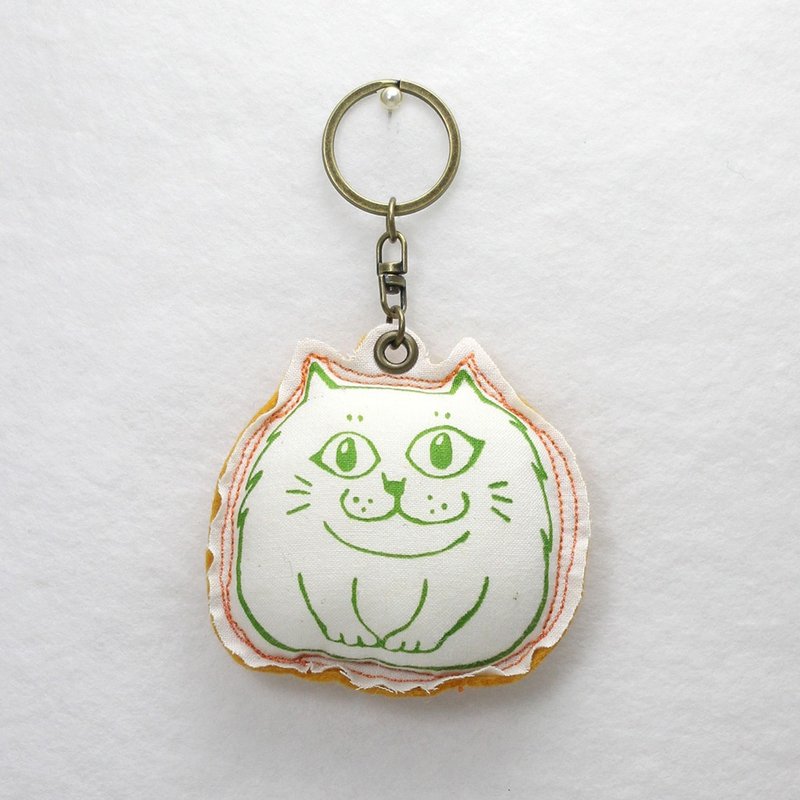 纯手作钥匙圈｜微笑波斯猫｜绿．土黄 - 钥匙链/钥匙包 - 其他材质 绿色