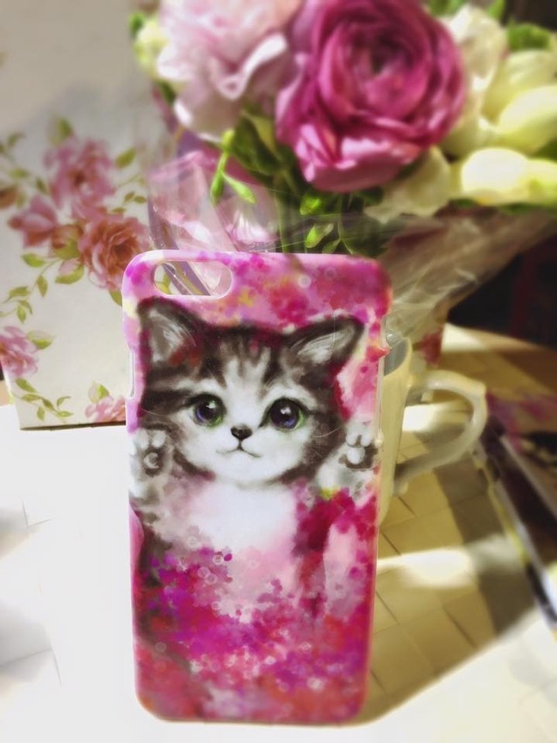 大卫画猫_限量手机壳_与花有约  iPhone i5.i6s,i6splus /Android Samsung三星, HTC, Sony 设计师款 手机壳/保护套/ 猫咪 猫 手机壳 - 手机壳/手机套 - 塑料 卡其色