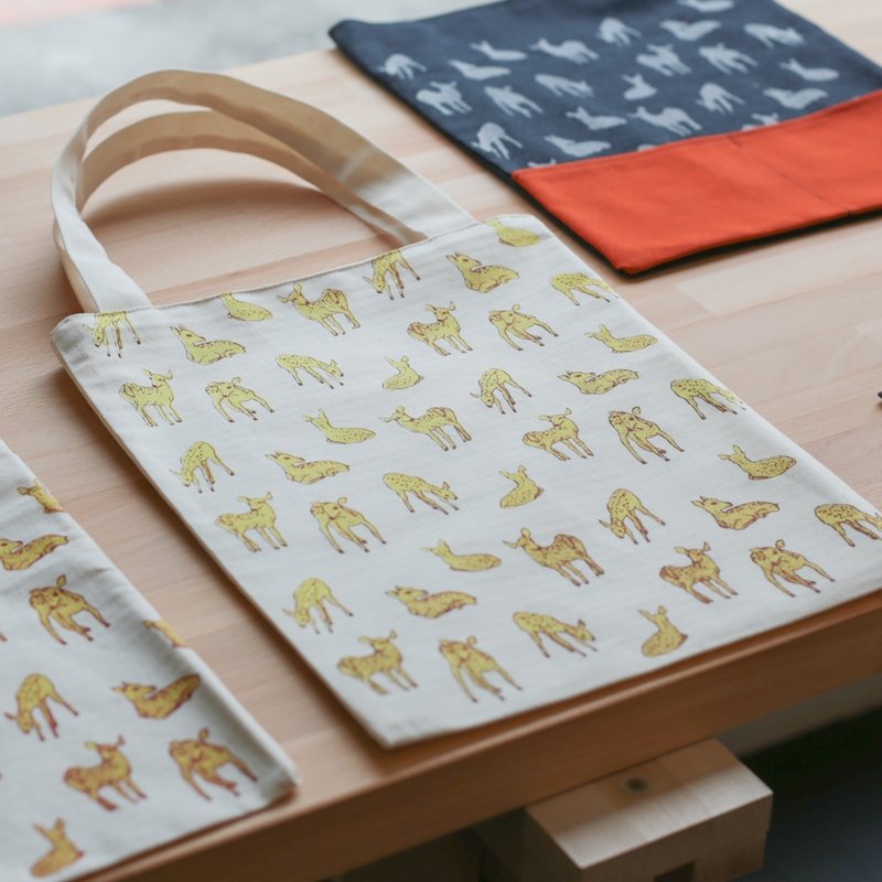 鹿岛双层日棉麻布包 - 手提包/手提袋 - 其他材质 黄色