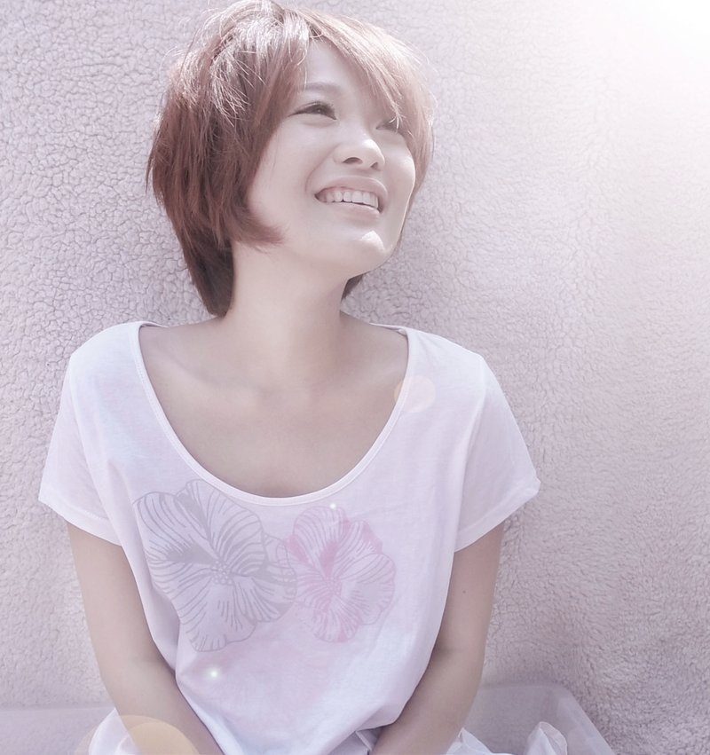 一抹微笑T-扶桑花.木槿 - 女装 T 恤 - 棉．麻 粉红色