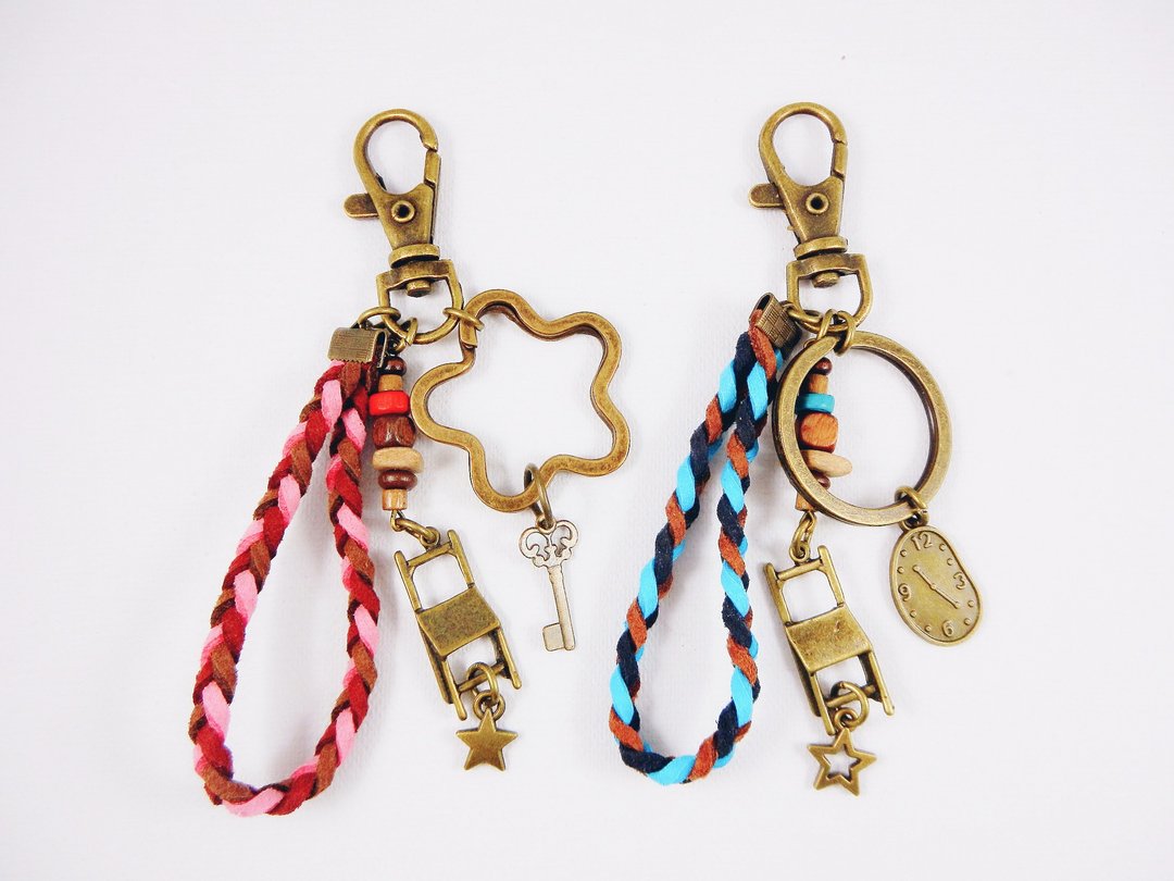 god leading手作-【质感1+1>2】时光倒流学校  友情 key chain 定制 独特 时尚 复古 - 钥匙链/钥匙包 - 其他金属 红色