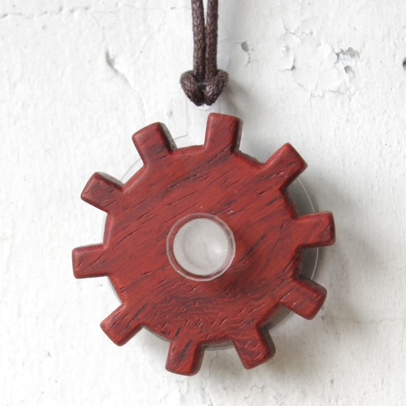 项链/齿轮转动系列-红酸枝木-透明压克力 - 项链 - 木头 红色