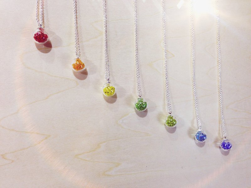 *Haku·Neko* 七色彩虹玻璃球颈链 - 颈链 - 玻璃 多色