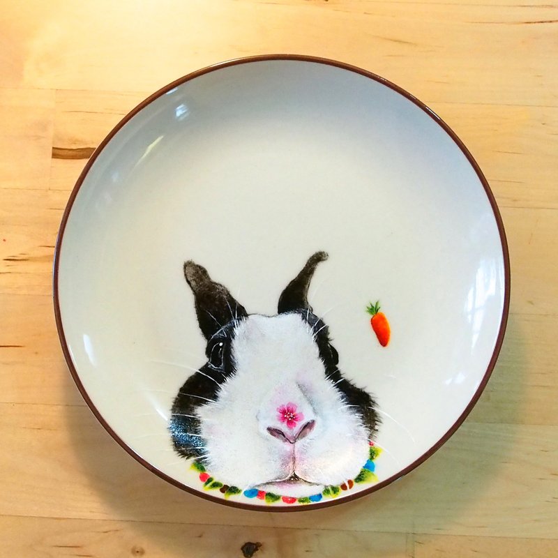 壁挂装饰盘 / 点心盘系列－道奇兔也来鼻沾花 - 订制画像 - 瓷 