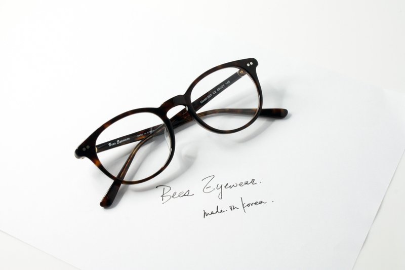 韩国手造 梨型板材幼细镜框 Handmade in Korea Boston Shape eyeglasses frame eyewear A03C2 - 眼镜/眼镜框 - 其他材质 咖啡色