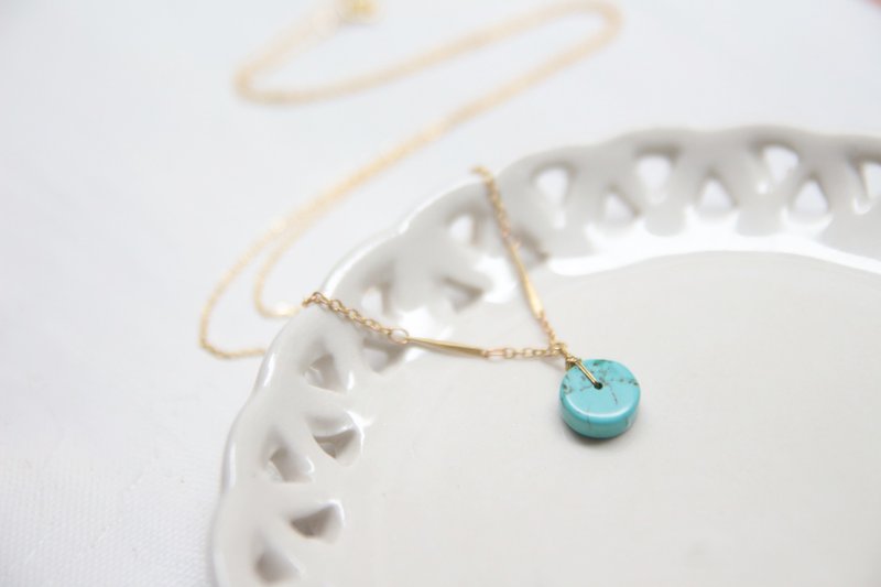 幸运石系列 幸运 驱恶 土耳其圆石 半长链 - 项链 - 宝石 蓝色