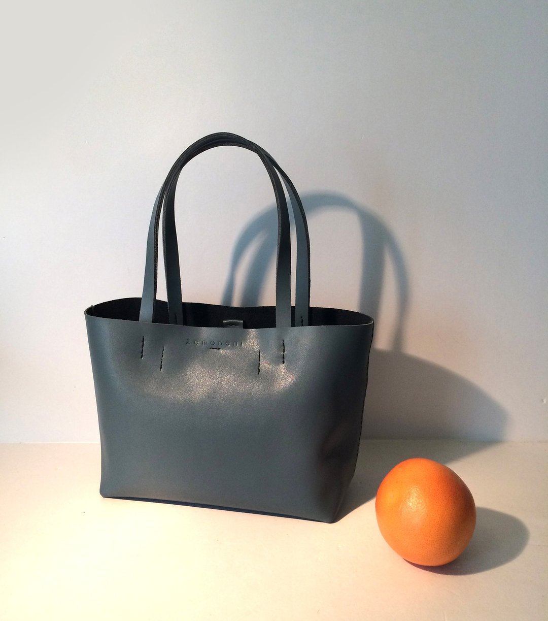 zemoneni 手作 深烟灰色 托特包 tote bag 小型 S - 手提包/手提袋 - 真皮 灰色