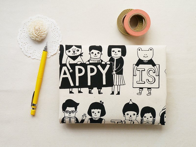 Happy is A Great Thing - 10盎司棉质丝印手提袋 - 手提包/手提袋 - 棉．麻 白色