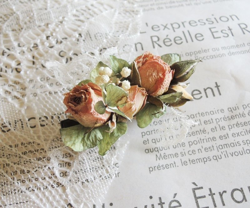 微甜·圈 手作 浪漫 古典绣球花 淡粉红 小蔷葳。缎带 发夹 新娘发饰 自助婚纱 - 发饰 - 植物．花 粉红色