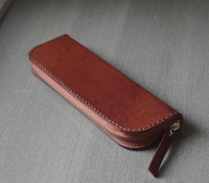 <J&M 订制专用页面>订制款硬挺立体植鞣真皮革笔袋 -- 铭黄色＋草绿色 - 铅笔盒/笔袋 - 真皮 绿色