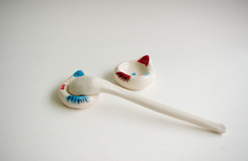 汤匙与架子 - 花瓶/陶器 - 其他材质 白色