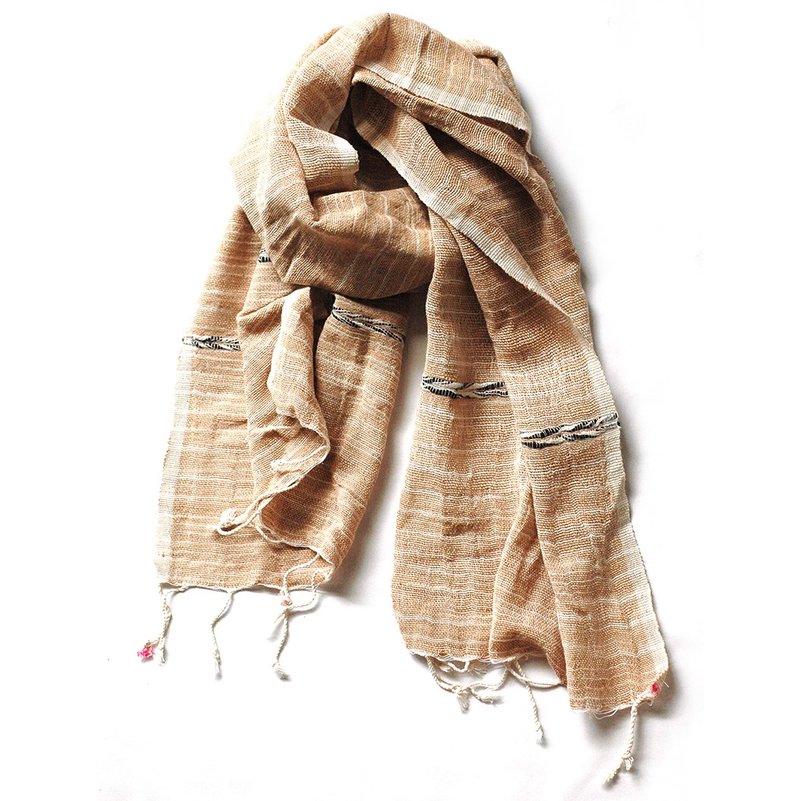 纯棉手织围巾 - 裸色 - 丝巾 - 棉．麻 