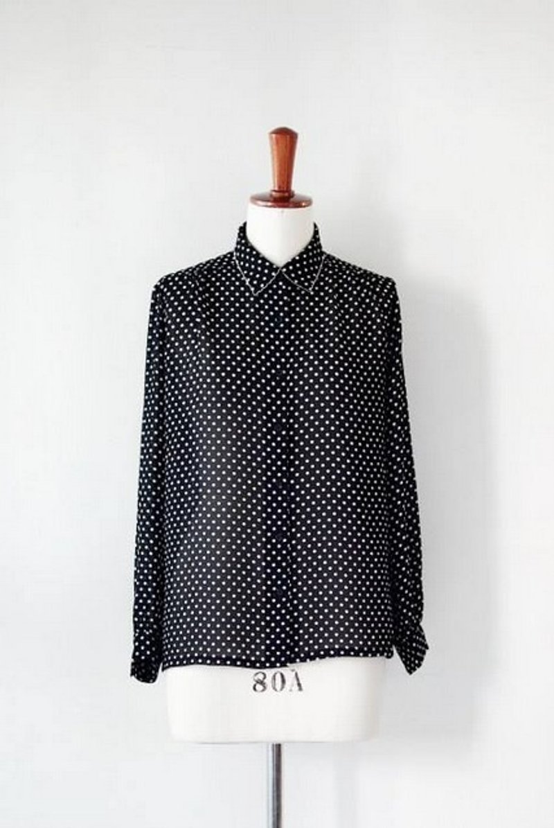 Banana Flyin’ ｜古着｜黑色点点 长袖衬衫 - 女装衬衫 - 其他材质 