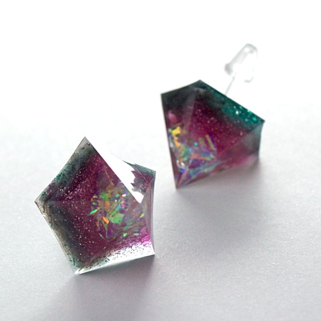 Pentagon Pierce (Noichigo) - 耳环/耳夹 - 其他材质 紫色