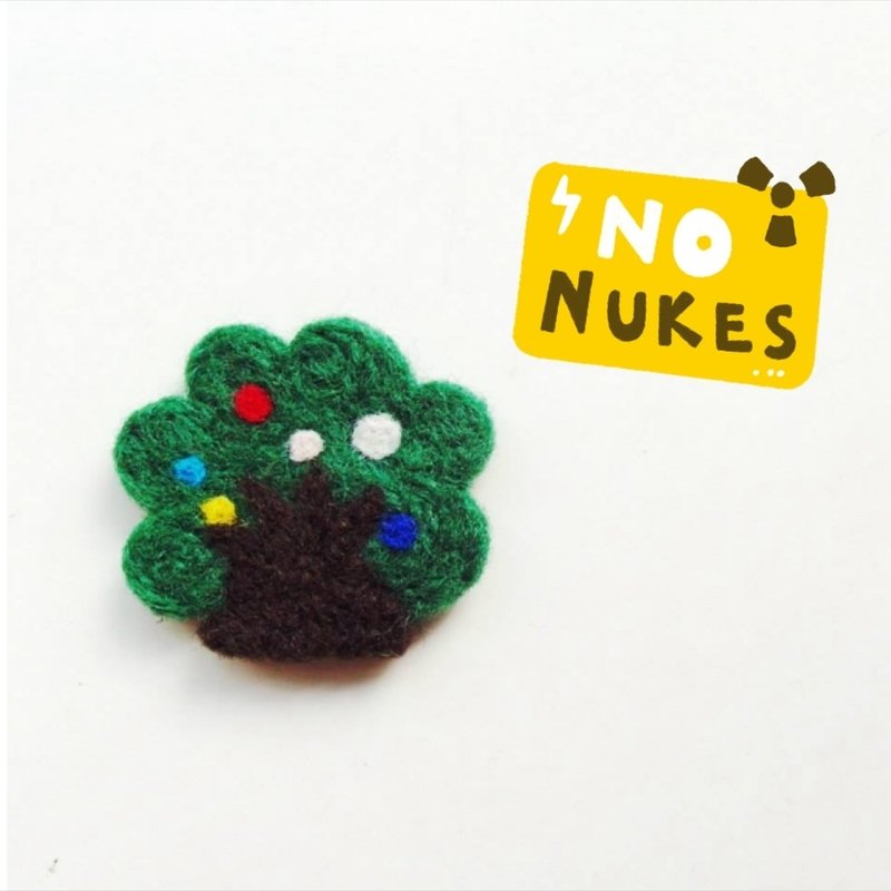 Mew in Wonderland ─羊毛毡果子树别针 - 胸针 - 羊毛 绿色