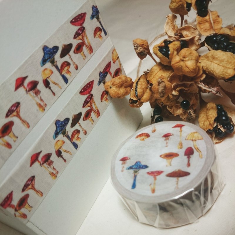 breaktime蘑菇的慢步调纸胶带 - 纸胶带 - 纸 咖啡色