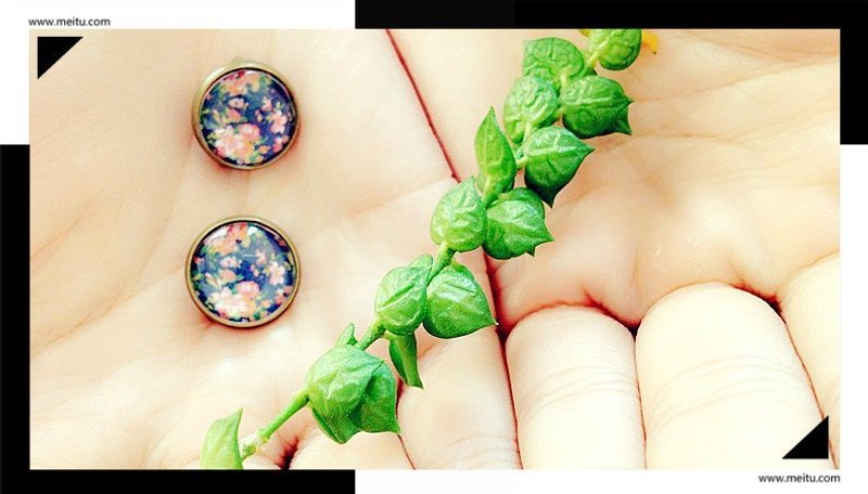 【Ice cream】Sweet dream古铜耳钉 - 耳环/耳夹 - 其他金属 蓝色