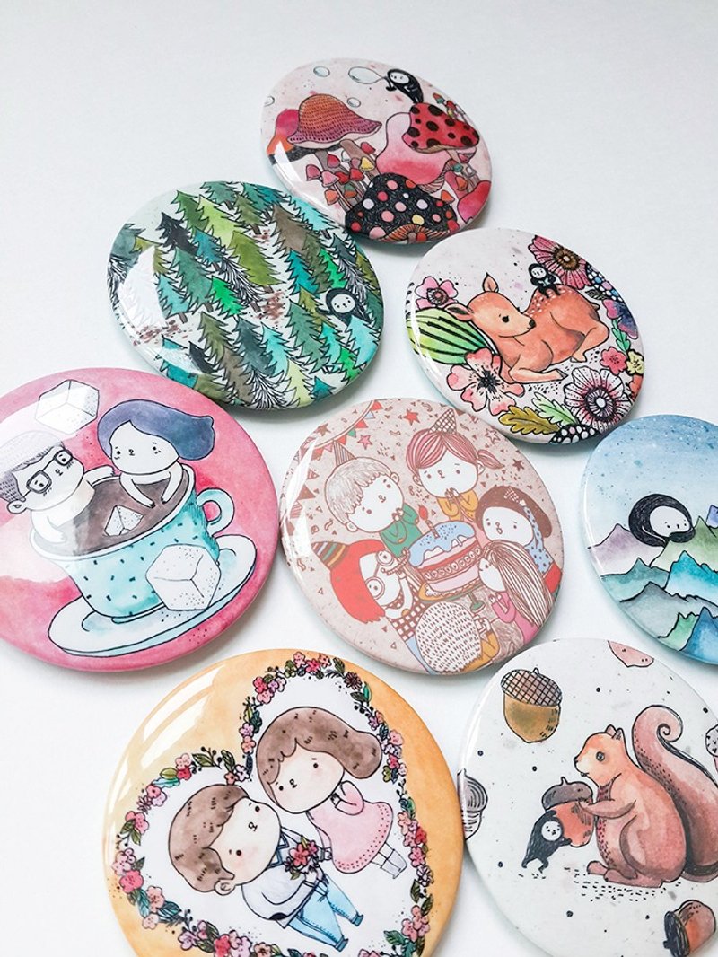 猫王不讨喜 彩色插画大徽章套组 / 58mm / 1+1 任选自由配 - 徽章/别针 - 塑料 多色