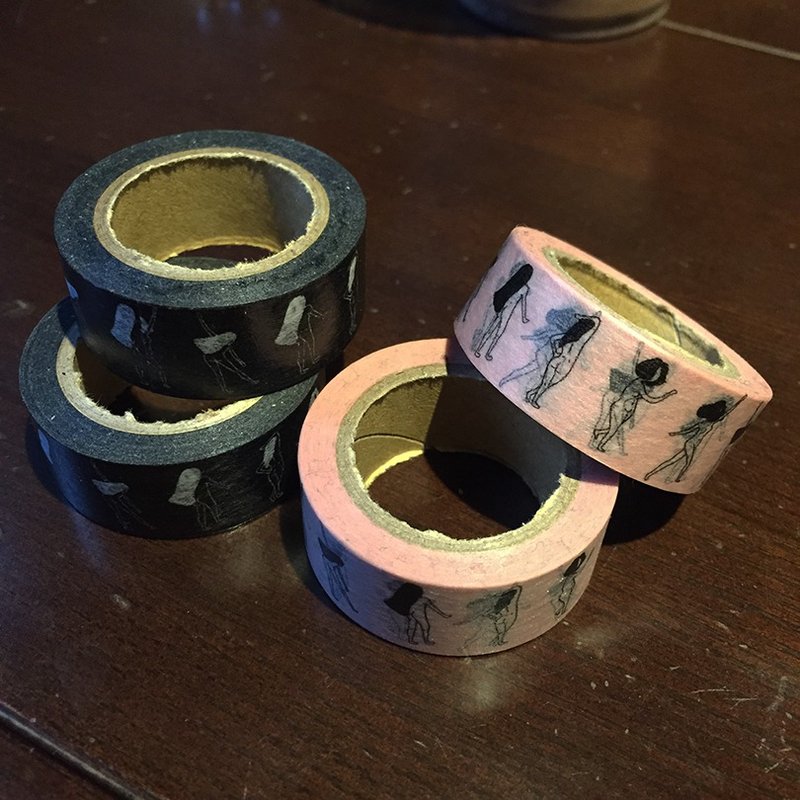 C'est trop Mignon\\手绘贴纸*裸奔女孩naked girls 纸胶带（黑） - 纸胶带 - 纸 黑色