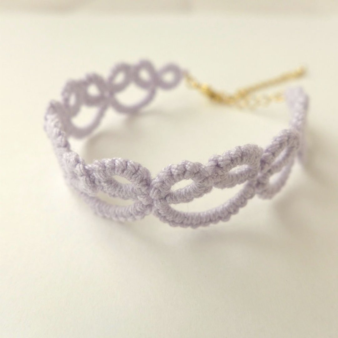 Bracelet Tatting Lace Lavender Colors - 手链/手环 - 棉 紫色