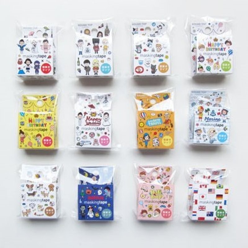 ROUND TOP 日本和纸胶带(12入优惠组)＊赠同系列贴纸一张 - 纸胶带 - 纸 多色
