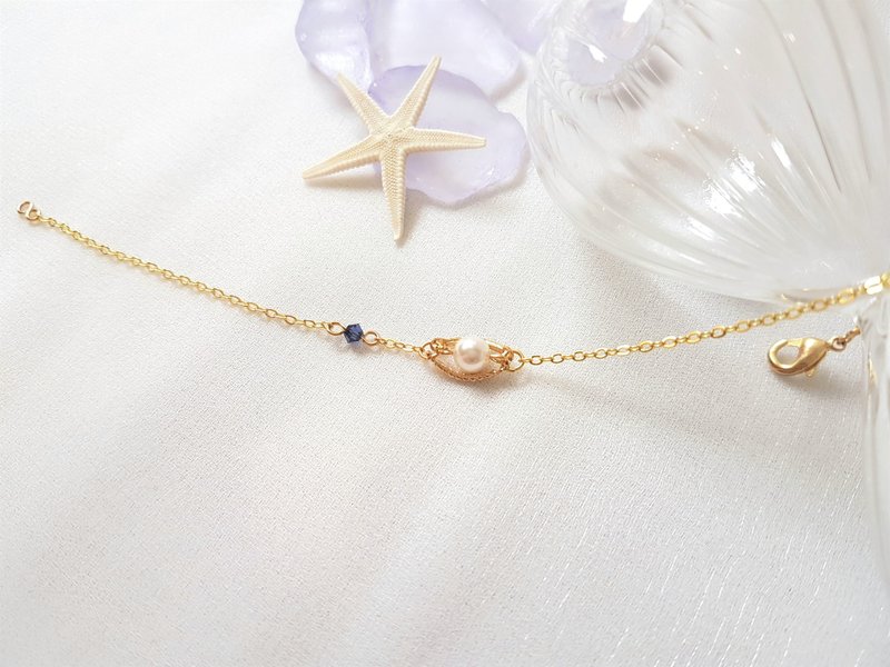 维纳斯之泪 · 珍珠 水晶 海洋蓝 细手链 - 手链/手环 - 珍珠 蓝色