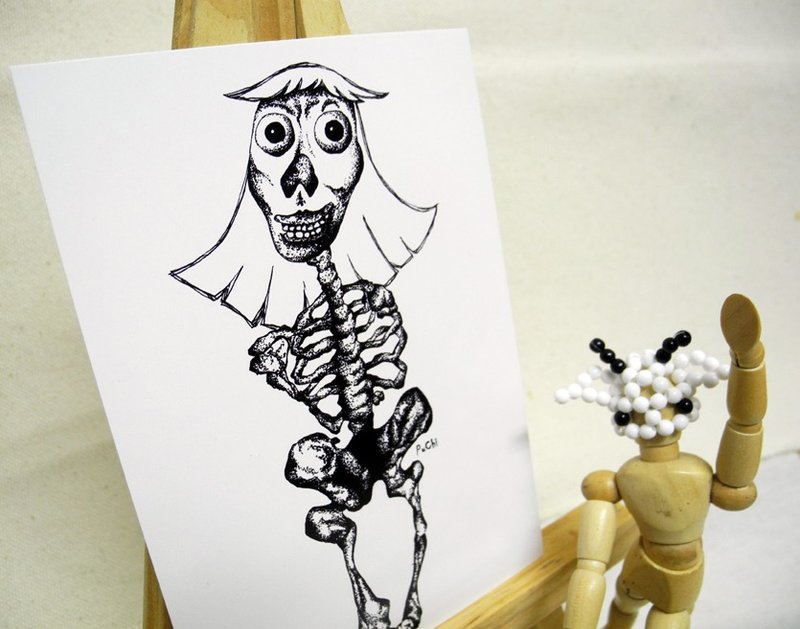 PuChi/自画像/女孩/明信片/骨子里的我 - 卡片/明信片 - 纸 黑色