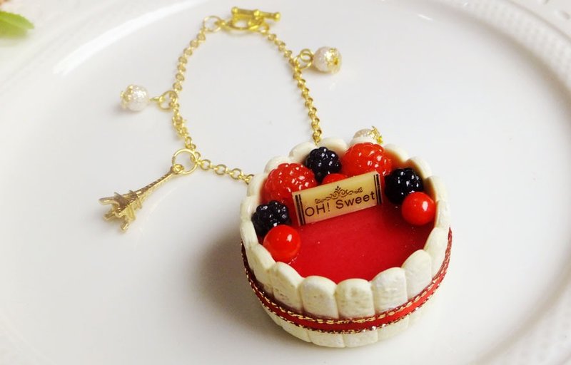 莓果夏洛特蛋糕挂饰(OT扣) - 其他 - 其他材质 多色