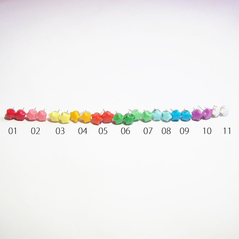 幸运星耳钉(十一色) - 彩虹缤纷甜蜜色调 - 耳环/耳夹 - 纸 多色