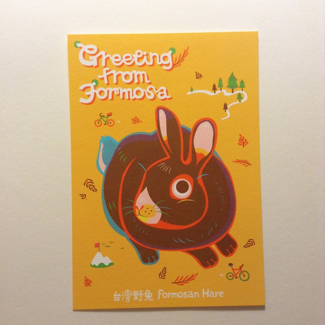 版印明信片：Greeting from Formosa台湾特有种生物明信片-台湾野兔 - 卡片/明信片 - 纸 橘色
