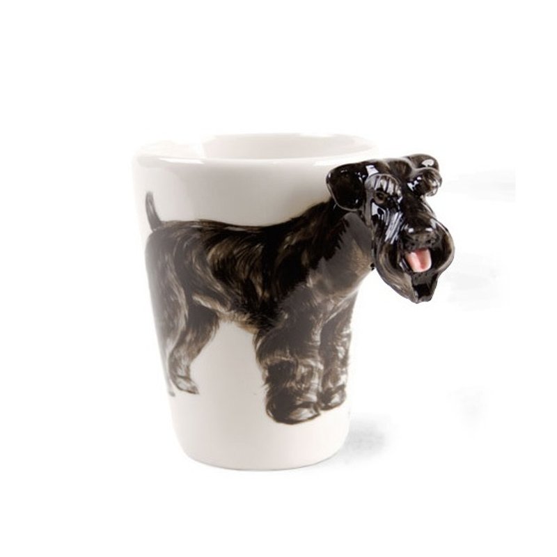 【可刻字的动物马克杯】Blue Witch英国手绘杯 黑雪纳瑞 立体刻字陶瓷马克杯 - 酒杯/酒器 - 其他材质 黑色