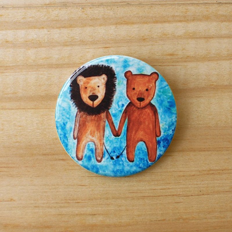 别针 ∣ 手牵手狮子 - 胸针 - 其他材质 蓝色