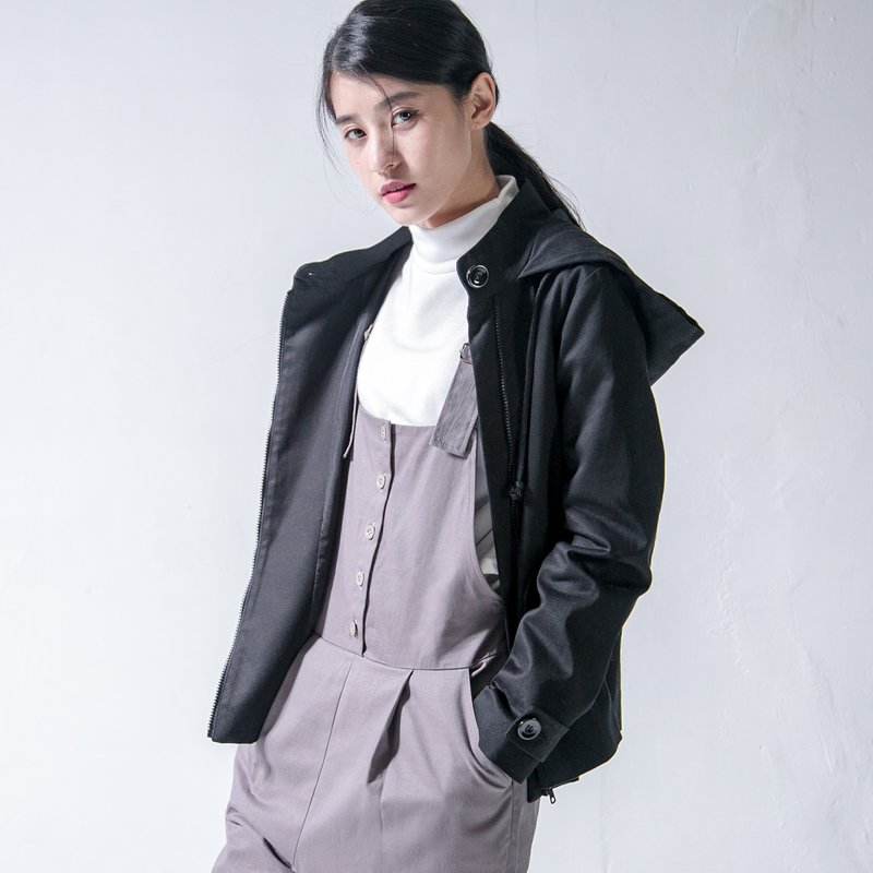 SU:MI said Workaholic 伞版连帽工作外套_5AF206_黑 - 女装休闲/机能外套 - 棉．麻 黑色