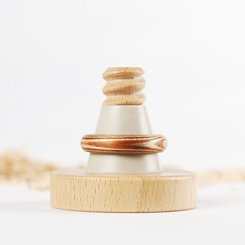 木头戒指"SECOND LIFE"系列-长颈鹿纹 - 戒指 - 木头 卡其色