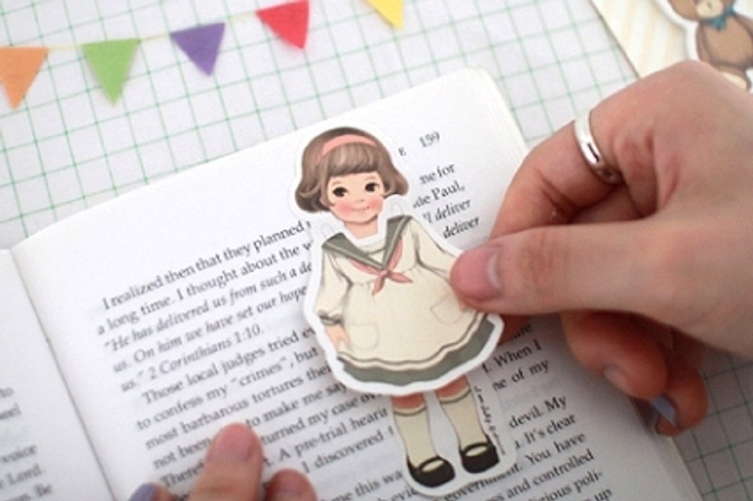 韩国【Afrocat】paper doll mate sticky memo〈Sally〉便条贴 标签贴 记事贴 - 贴纸 - 纸 橘色
