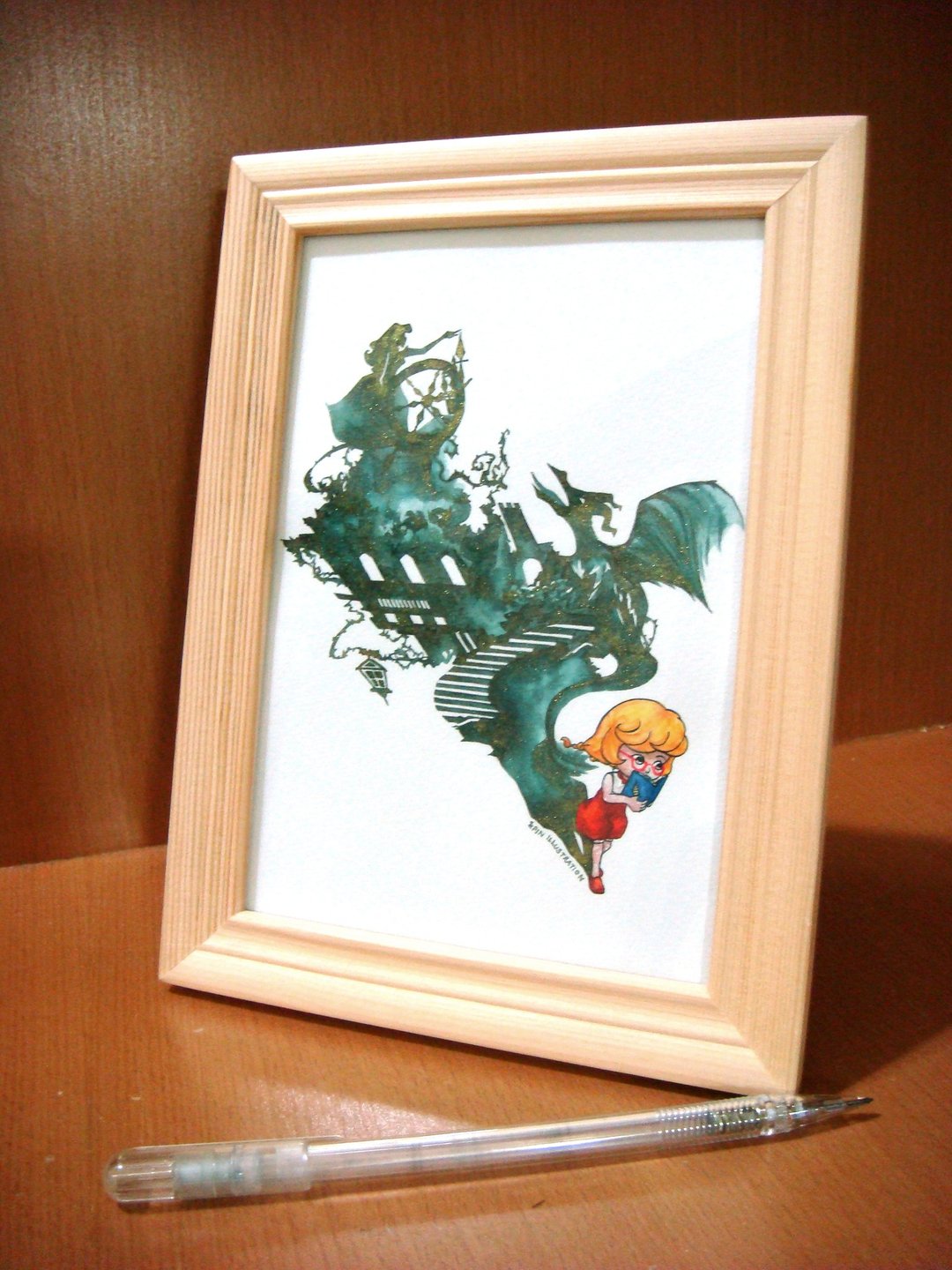 【Pin】睡美人│阅读少女影子童话系列│手绘墨水+水彩插画│迷你原画│附相框 - 海报/装饰画/版画 - 其他材质 