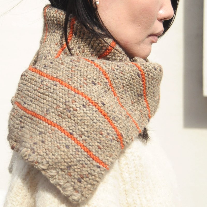 五谷馒头手工编织围巾 - 围巾/披肩 - 羊毛 卡其色