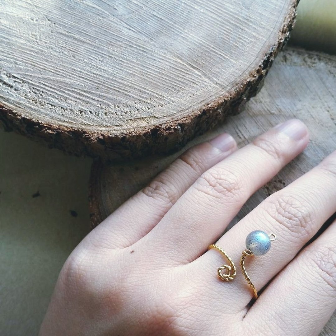 silver-plated/gold-plated ring with labradorite 蓝光拉长石 镀金戒指 - 戒指 - 纸 蓝色