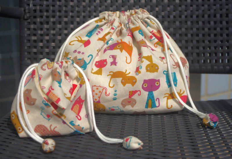 猫咪速口袋+阿信袋 - 化妆包/杂物包 - 棉．麻 多色