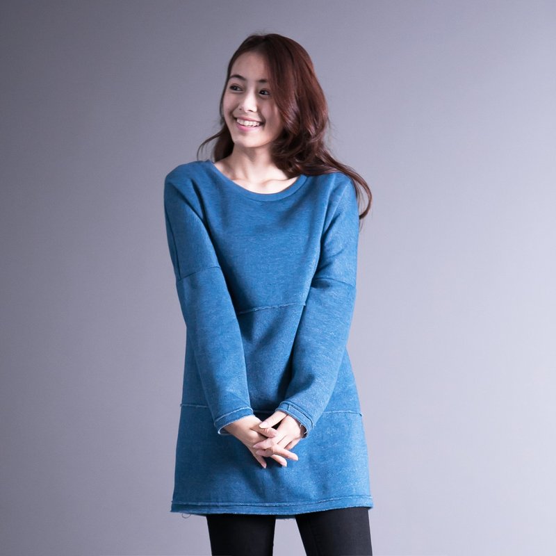 SUMI Astro 空气感大绒刷毛上衣_4AF011_麻花蓝 - 女装上衣 - 棉．麻 蓝色