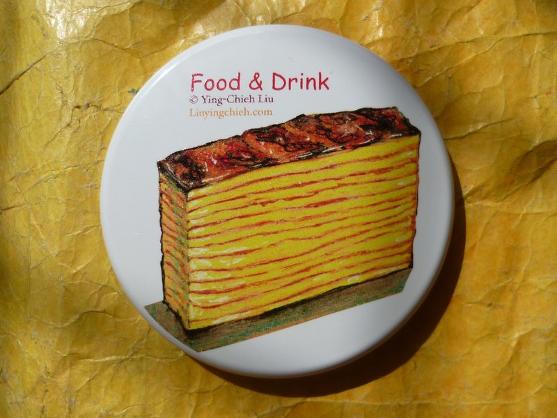 奶油千层蛋糕 随身镜盒 化妆镜 小镜子 - 彩妆刷具/镜子/梳子 - 玻璃 橘色