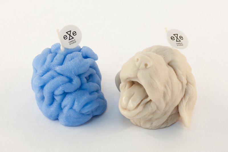 双色 eye puppy 幼犬造型香氛蜡烛礼盒 / eye puppy candle set - 蜡烛/烛台 - 蜡 卡其色