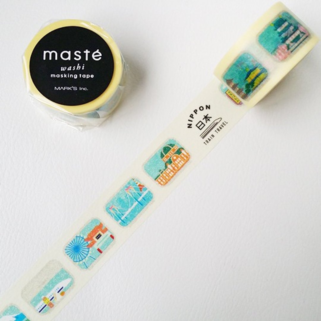 maste 和纸胶带 Travel系列【电车之旅(MST-MKT150-E)】复刻版 - 纸胶带 - 纸 多色