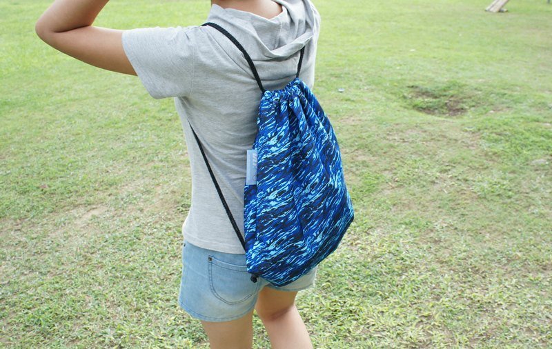 BLR 手工印制 大理石 束口后背包 - 侧背包/斜挎包 - 其他材质 蓝色