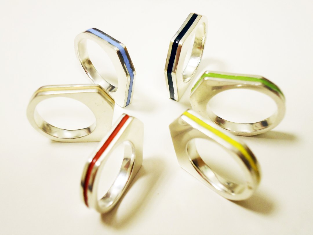 DEFEND RING 彩色珐琅戒指 设计师经典商品 男戒 女戒 - 戒指 - 其他金属 多色