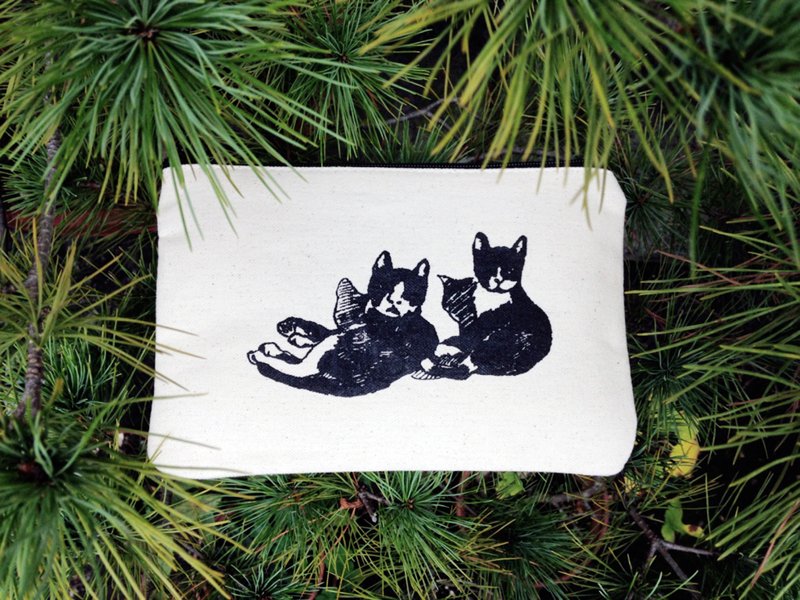 歇息, 手工娟印帆布小拉链包;化妆包 - 化妆包/杂物包 - 其他材质 卡其色