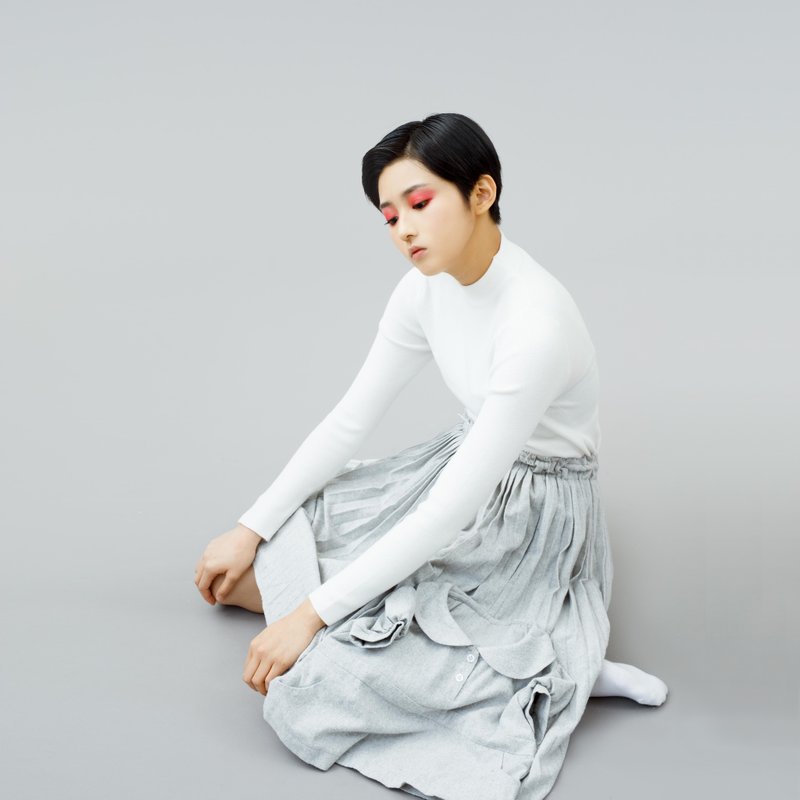 磨毛棉麻裂边设计童趣百褶裙 (附可拆除小女孩裙子) - 裙子 - 其他材质 灰色