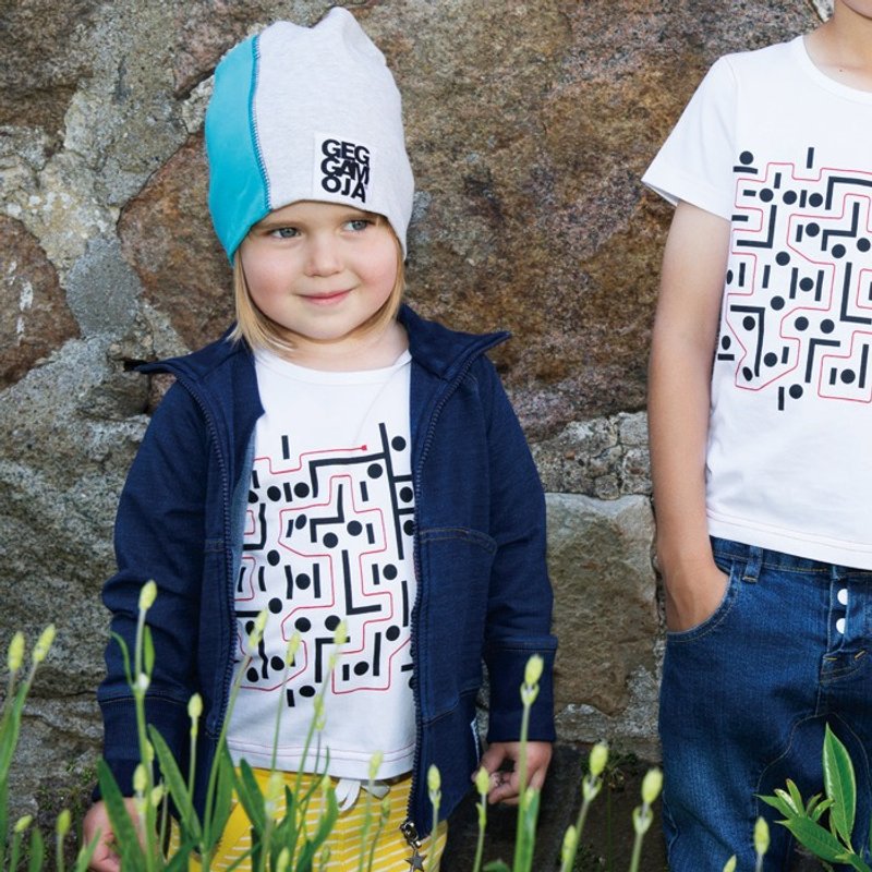 北欧童装瑞典有机棉双色帽子2岁至6岁 海蓝/灰色 - 婴儿帽/发带 - 棉．麻 蓝色